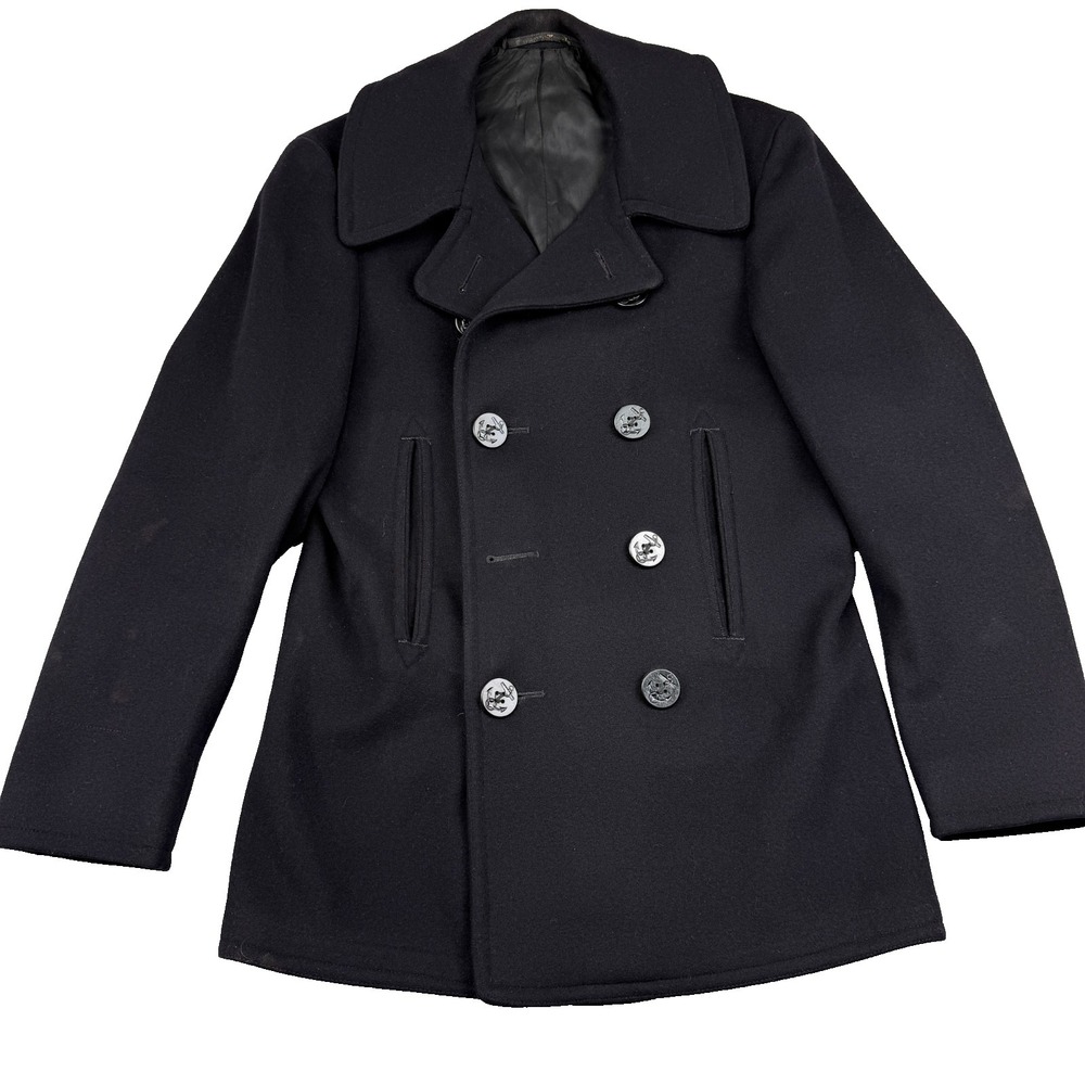 Vintage 1943 - 1945 WW2 USN Navy Peacoat 36 Stencil Naval Clothing Factory *Read